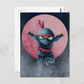Leaping Ninja Red Moon Briefkaart (Voorkant / Achterkant)