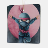 Leaping Ninja Red Moon Keramisch Ornament (Links)