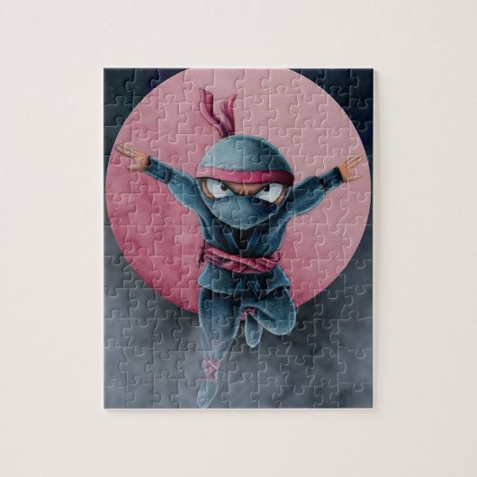 Leaping Ninja Red Moon Legpuzzel (Verticaal)