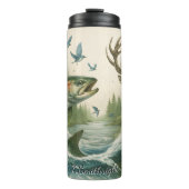 Leaping Rainbow Trout Forest Deer Thermosbeker (Voorkant)