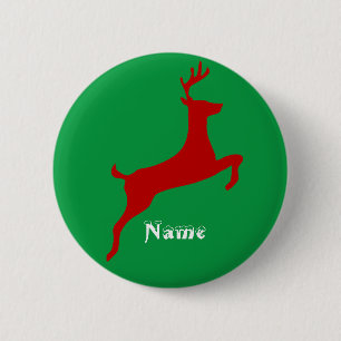 Leaping Red Deer Snowflakes Thunder_Cove Ronde Button 5,7 Cm
