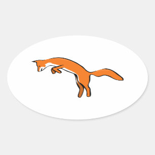 Leaping Red Fox Ovale Sticker