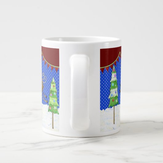 Leaping Rendier Kerstboom Pennant Banner Mok (Achterkant)