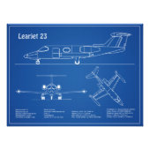 Learjet 23 - Plannen voor vliegtuigblauwdruk AD Foto Afdruk (Voorkant)