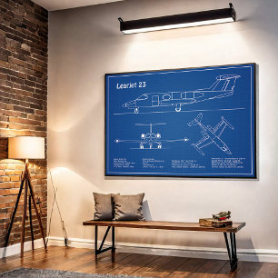 Learjet 23 - Plannen voor vliegtuigblauwdruk AD Poster