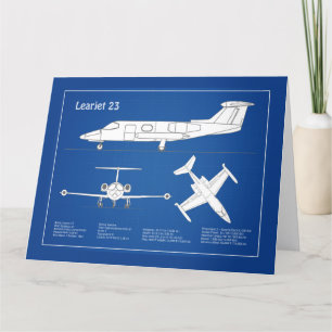 Learjet 23 - Vliegtuigblauwdruk Tekenplannen ABD Bedankkaart