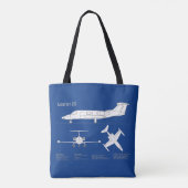 Learjet 23 - Vliegtuigblauwdruk Tekenplannen ABD Draagtas (Achterkant)