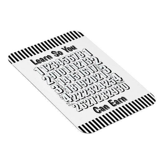 Learn So You Can Earn Numbers Refrigerator  Magneet (Rechterzijde)
