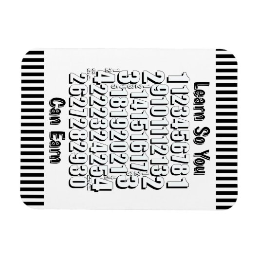 Learn So You Can Earn Numbers Refrigerator Magneet (Horizontaal)