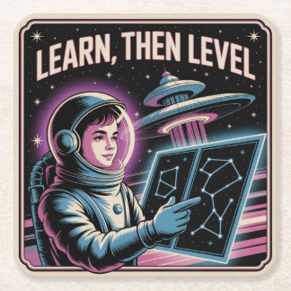Learn, Then Level Vierkante Kartonnen Onderzetter
