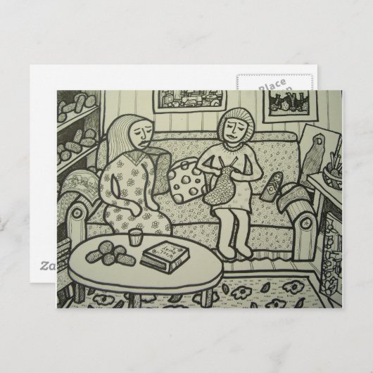 Learn to Knit bt Piliero Briefkaart (Voorkant / Achterkant)