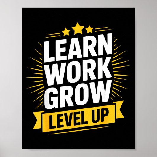 Learn Work Grow Level Up Motivational Growth Insra Poster (Voorkant)