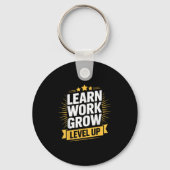 Learn Work Grow Level Up Motivational Growth Insra Sleutelhanger (Voorkant)