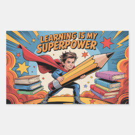 Learning Is My Superpower – Heroic School Rechthoekige Sticker