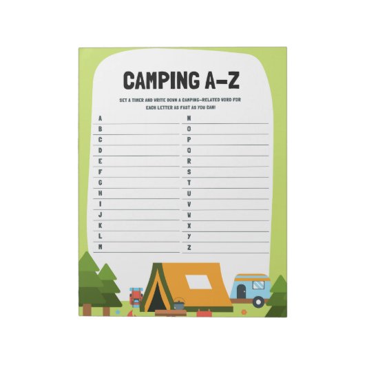 Learning Nature Camping A–Z Educational Game Notitieblok (Gedraaid)