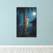 Learning to Climb – Cute Cat Moment Canvas Afdruk (Insitu (Houten vloer))