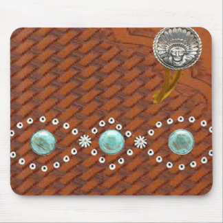 Leather "Apache" Turquoise Western Mousepad Muismat