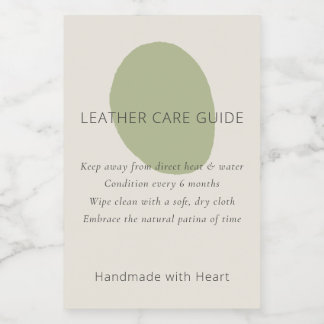 Leather Care Guide Sage Artisan 2x3 Custom Label Wijn Etiket