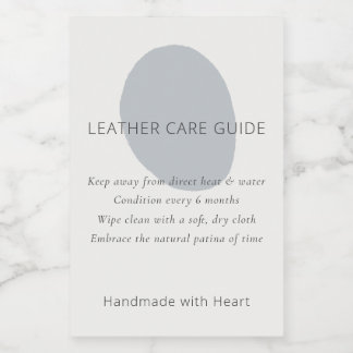 Leather Care Guide Slate Artisan 2x3 Custom Label Wijn Etiket