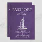 Leather Dubai Passport Wedding Save the Date Kaart (Voorkant / Achterkant)
