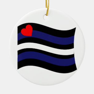 LEATHER FLAG WAKING KERAMISCH ORNAMENT