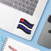 LEATHER FLAG WAKING STICKER (Laptop met iPhone)