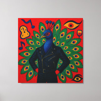 Leather-Jacket Peacockman Canvas Afdruk