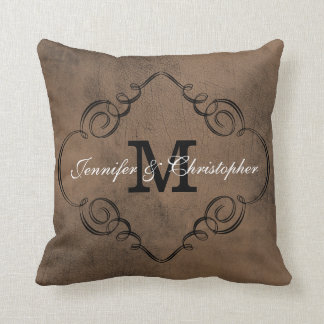 Leather Kijk Monogram Weddenschap Kussen