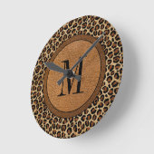 Leather Leopard  Modern Boho Big Monogram Ronde Klok (Hoek)