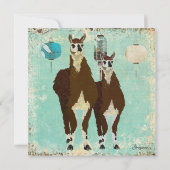 Leather Llamas Baby Invitation Kaart (Achterkant)