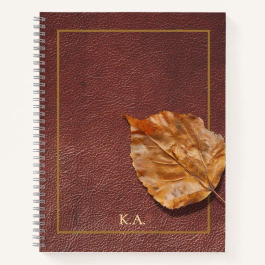 Leather Look Leaf Journal – Personalized Notebook Notitieboek (Voorkant)