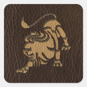 Leather-look Leo Vierkante Sticker