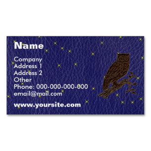 Leather-look Native American Zodiac Owl Magnetisch Visitekaartje