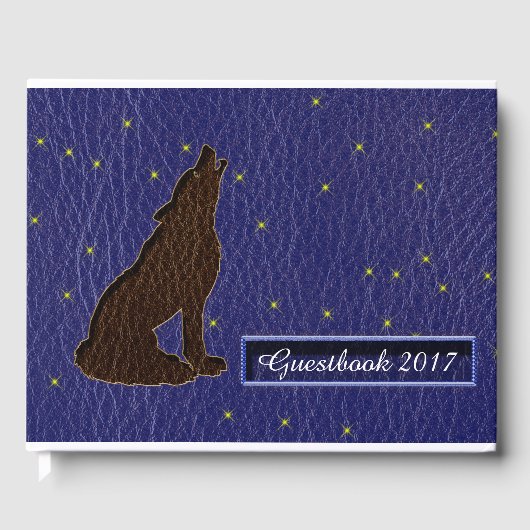 Leather-look Native American Zodiac Wolf Gastenboek (Voorkant)