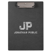 Leather Look verontruste naam Monogram Initiaal Klembord (Voorkant)