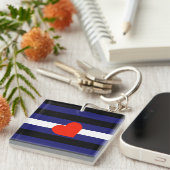 LEATHER PRIDE STRIPED HEART HORIZONTAL - PRID 2014 SLEUTELHANGER (Voorkant Rechts)