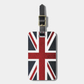Leather Texture Pattern Union Jack British (UK) Fl Bagagelabel (Voorkant verticaal)