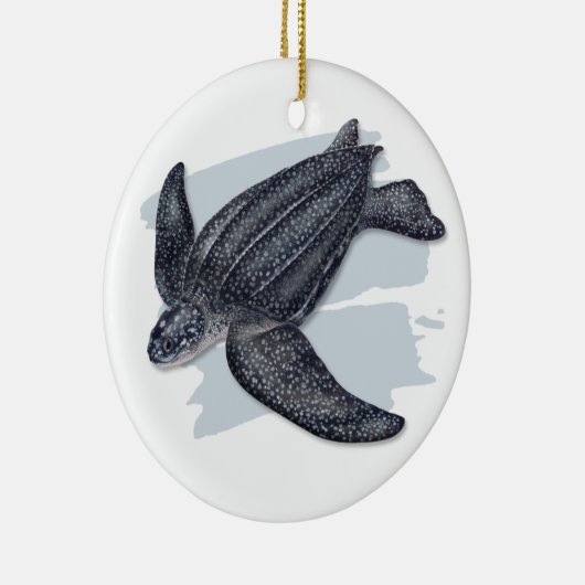 Leatherback Zee Turtle Ceramic Ornament (Rechts)