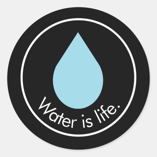 L'eau est la vie. Sticker rond classique (Devant)