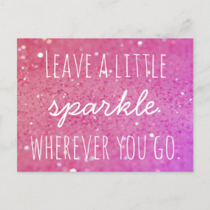 Leave a little sparkle wherever you go Pink Bokeh Briefkaart