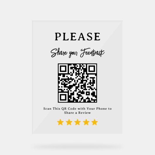 Leave a Review QR Code Business Display Sign (Recto)