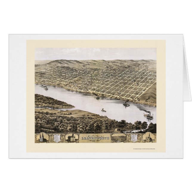 Leavenworth, KS Panoramic Map - 1869 (Voorkant Horizontaal)