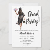 Leavers Afstuderen Modern Trendy Girl Uitnodigen Kaart (Voorkant)