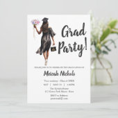 Leavers Afstuderen Modern Trendy Girl Uitnodigen Kaart (Staand voorkant)