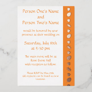 Leaves d'automne sur Orange Foil Invitation