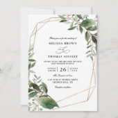 Leaves Eucalyptus Gold Budget QR Code Wedding Kaart (Voorkant)