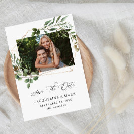 Leaves & Eucalyptus Gold H Foto Save the Date