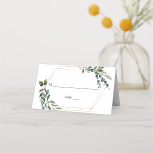 Leaves & Eucalyptus Gold Place Card
