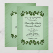 Leaves Green Shimmer Wedding Invitation Kaart (Voorkant / Achterkant)