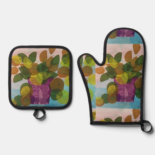 Leaves Ovenwant & Pannenlap Set (Voorkant)